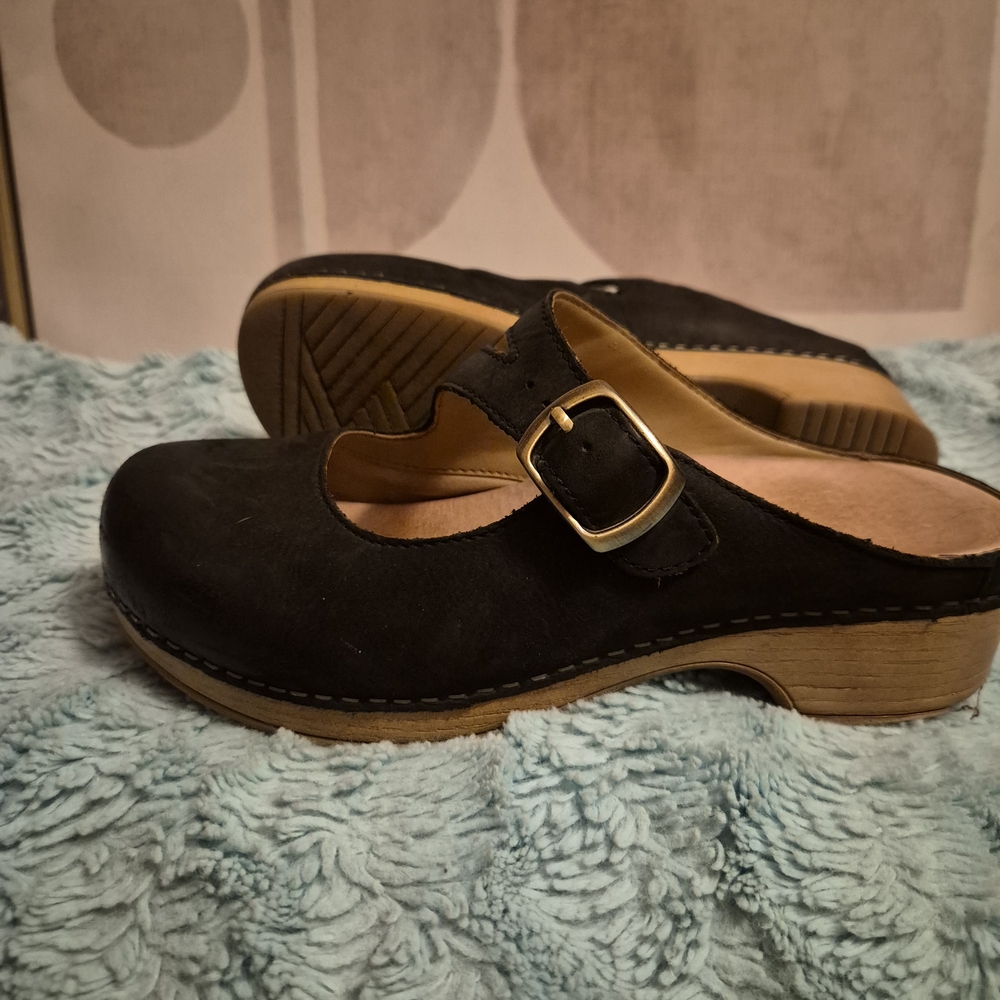 Dansko Black Suede Women's Clogs
